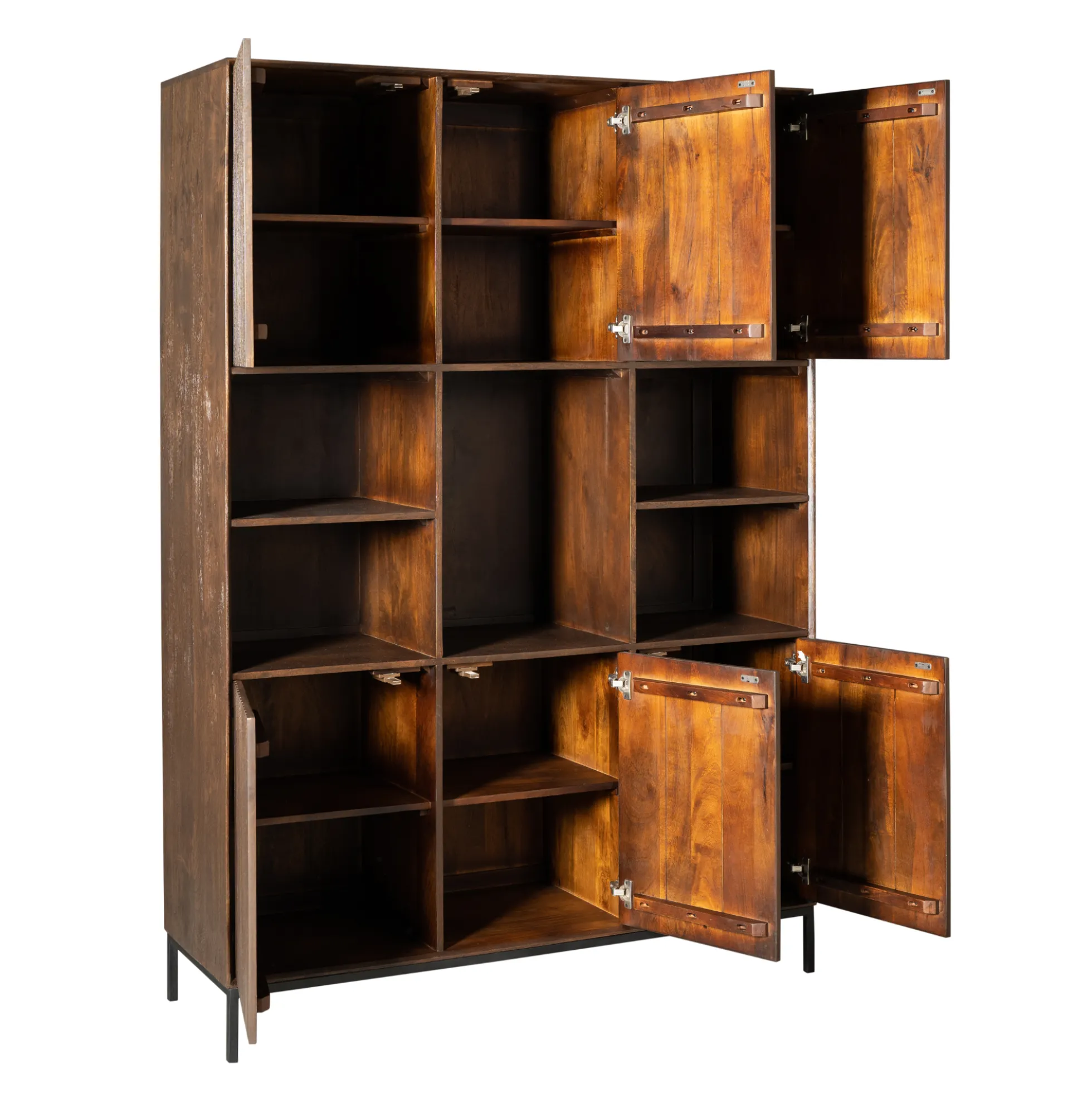 Bibliothèque étagère vintage 6 portes rainurées CORTINA