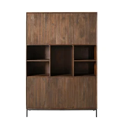 Bibliothèque étagère vintage 6 portes rainurées CORTINA
