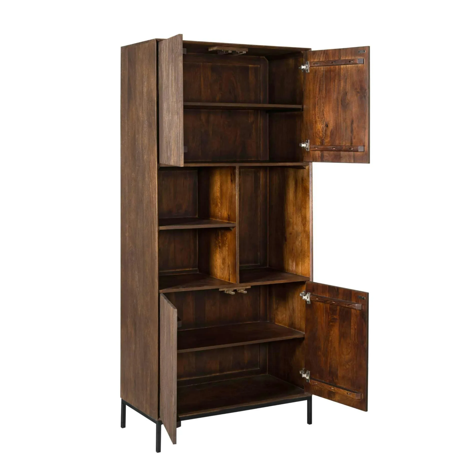 Bibliothèque étagère vintage 4 portes rainurées CORTINA