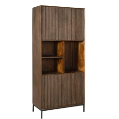 Bibliothèque étagère vintage 4 portes rainurées CORTINA