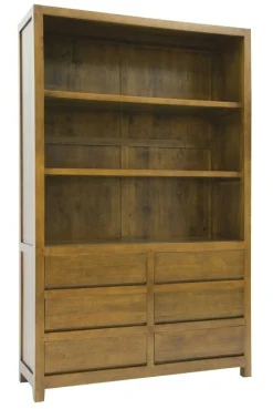 Bibliothèque 6 tiroirs hévéa 120x190cm OLGA