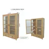 Bibliothèque vitrée Hévéa 2 portes, 2 tiroirs, 120x38x170cm HELENA