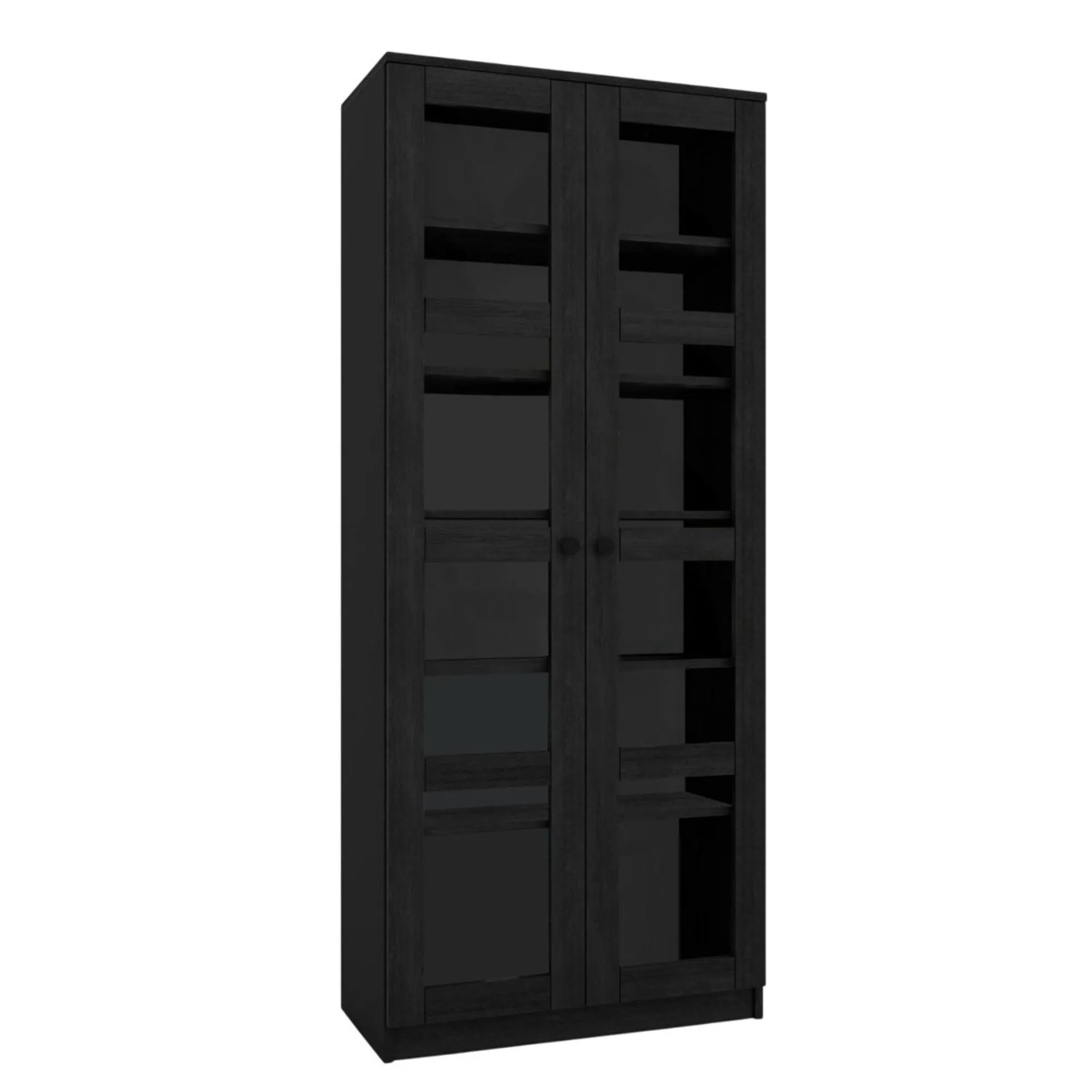Bibliothèque vitrine noire, 6 étagères réglables SALTA