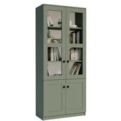 Bibliothèque vitrine vert sauge 4 portes MARFA