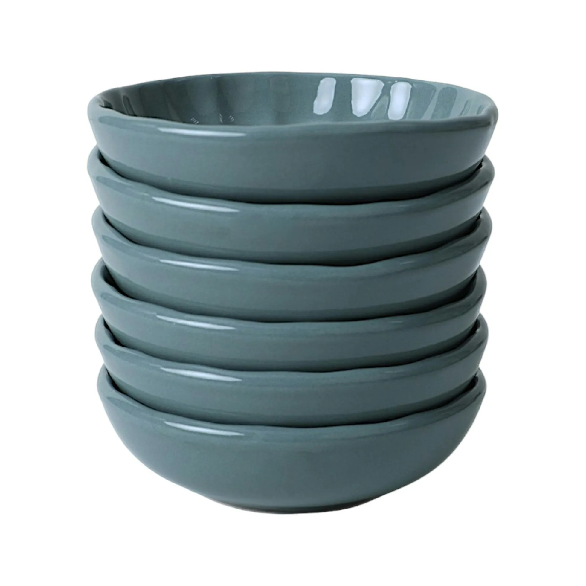 Bol apéro bleu gris forme fleur (lot de 6) EFIRA