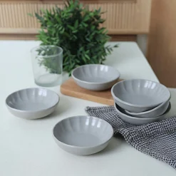 Bol apéro gris forme fleur (lot de 6) EFIRA