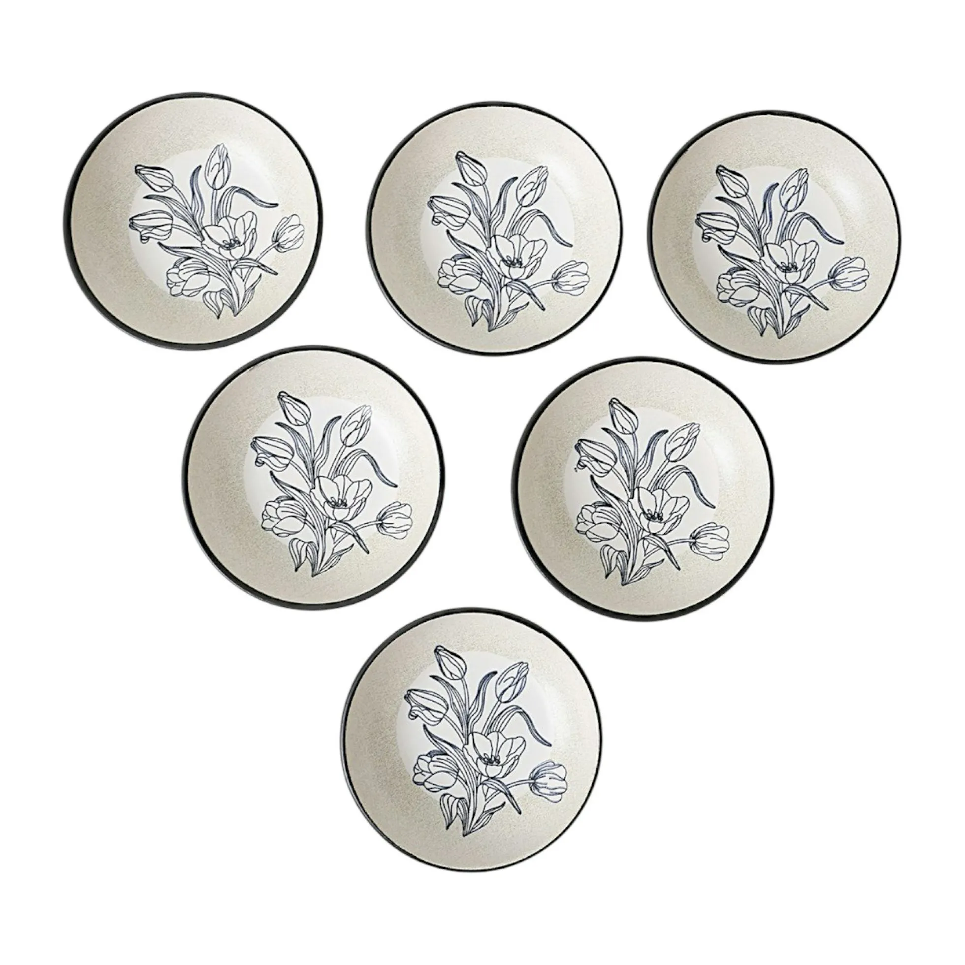Bol apéro motif fleurs bleues (lot de 6) EFIRA