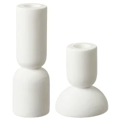 Bougeoir blanc design (2 formes assorties)