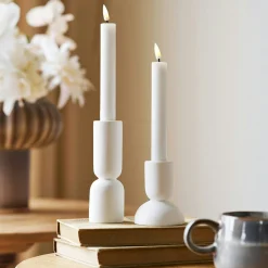 Bougeoir blanc design (2 formes assorties)