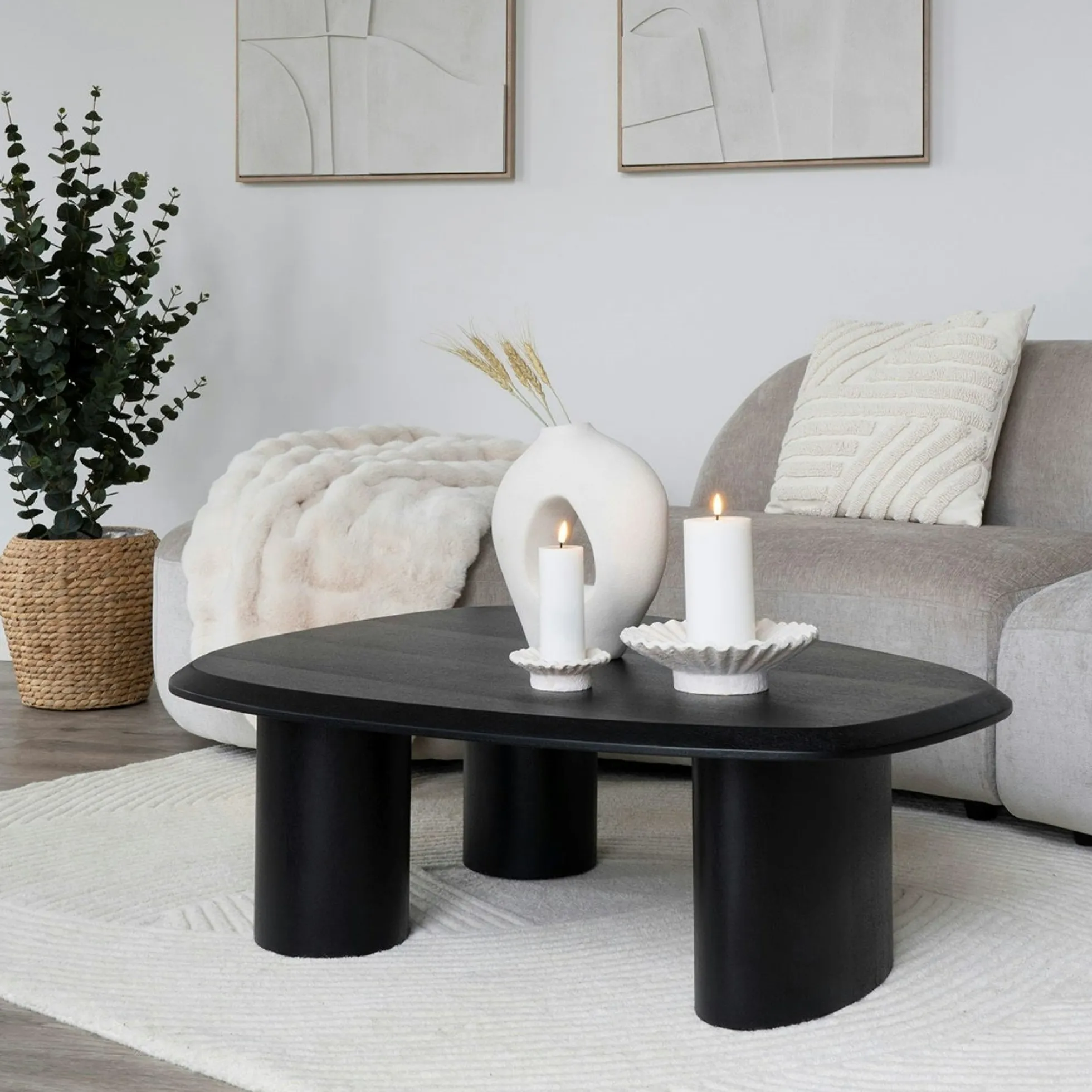 Bougeoir déco en ciment blanc (lot de 2)