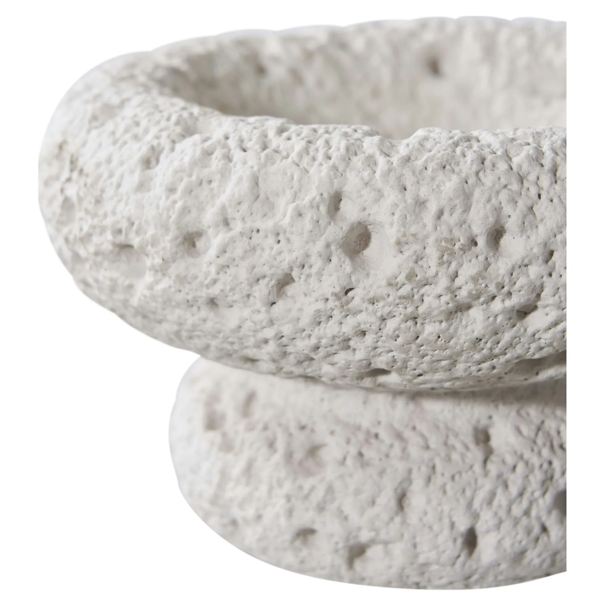 Bougeoir déco en ciment (lot de 2) - gris, formes coupelles basses