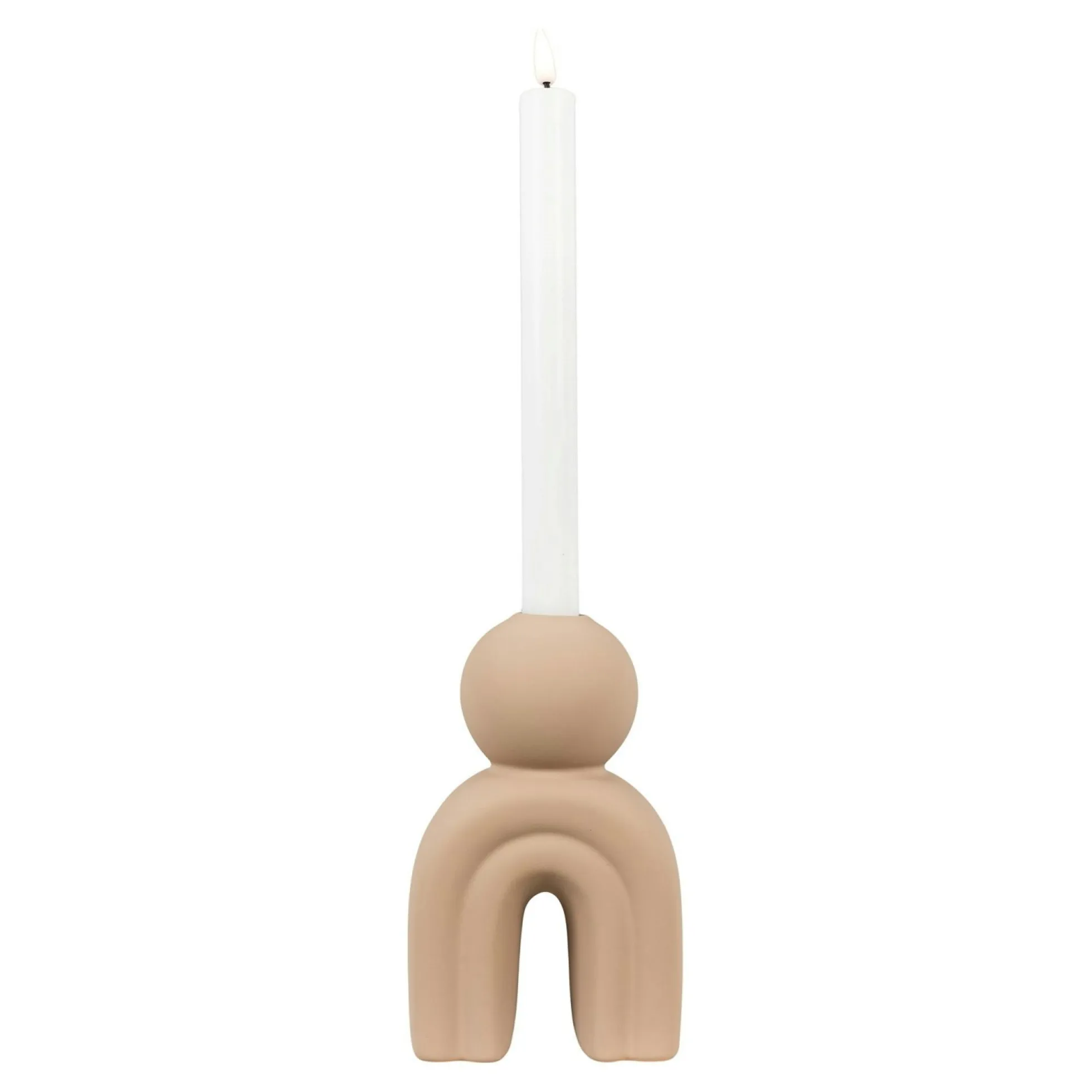 Bougeoir design arche en céramique marron