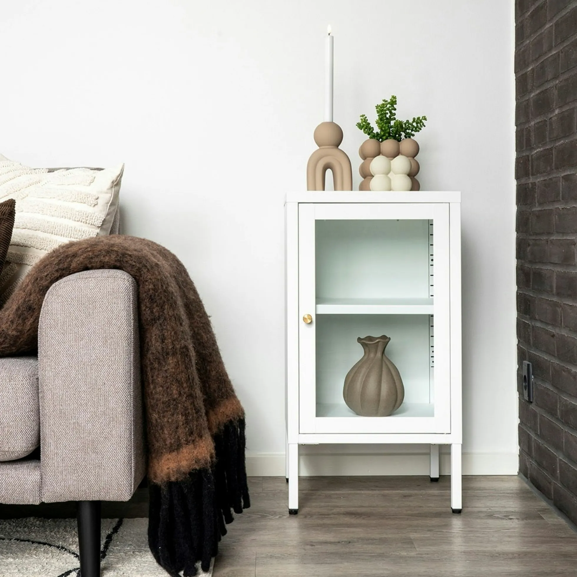 Bougeoir design arche en céramique marron