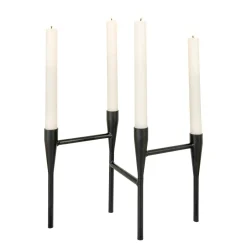 Bougeoir design en métal noir pour 4 bougies