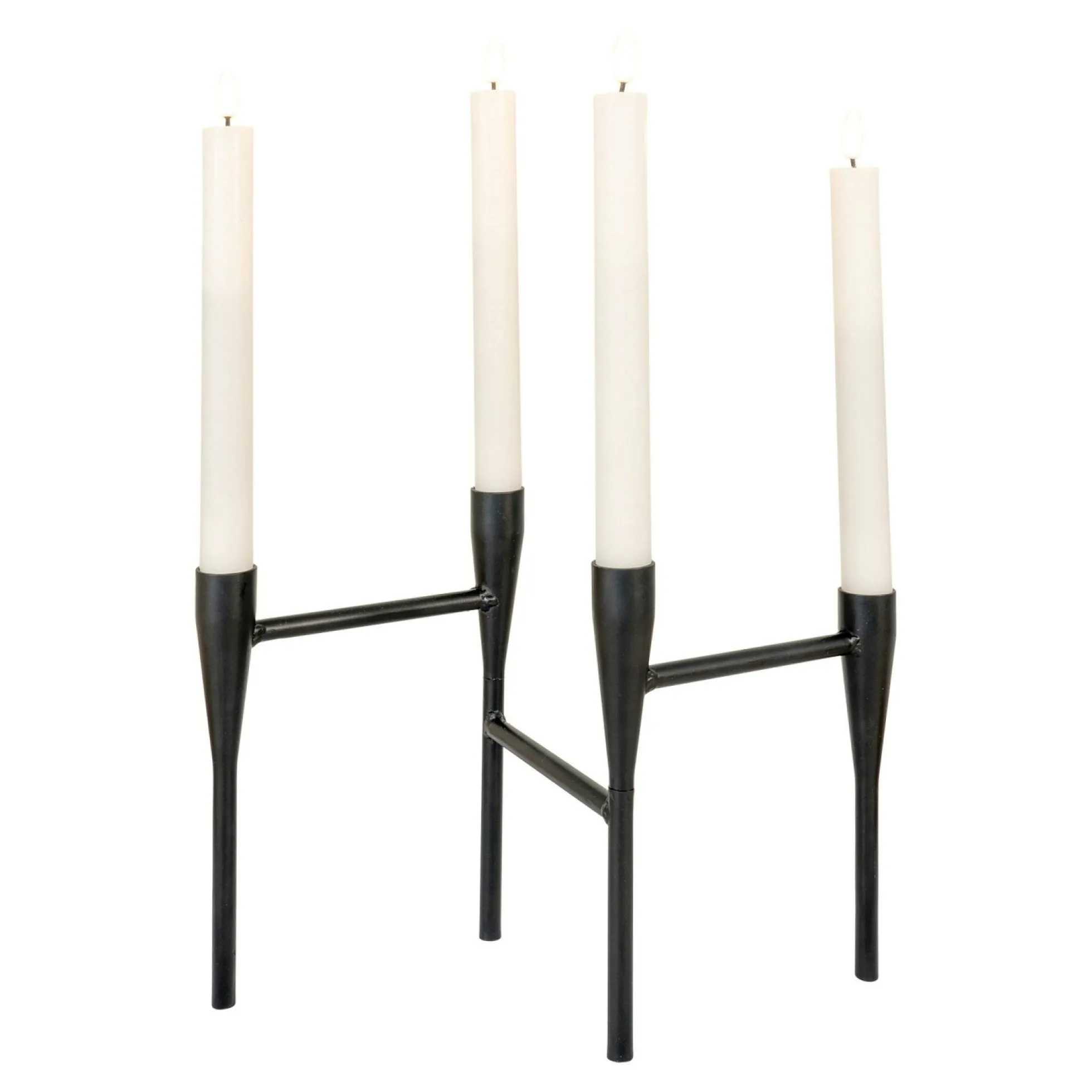 Bougeoir design en métal noir pour 4 bougies
