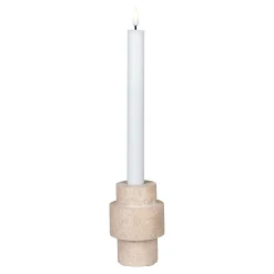 Bougeoir en travertin naturel - forme totem moderne et minimaliste