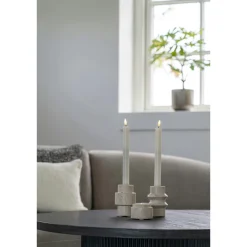 Bougeoir en travertin naturel (lot de 2) - style contemporain