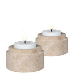 Bougeoir en travertin naturel (lot de 2) - style contemporain