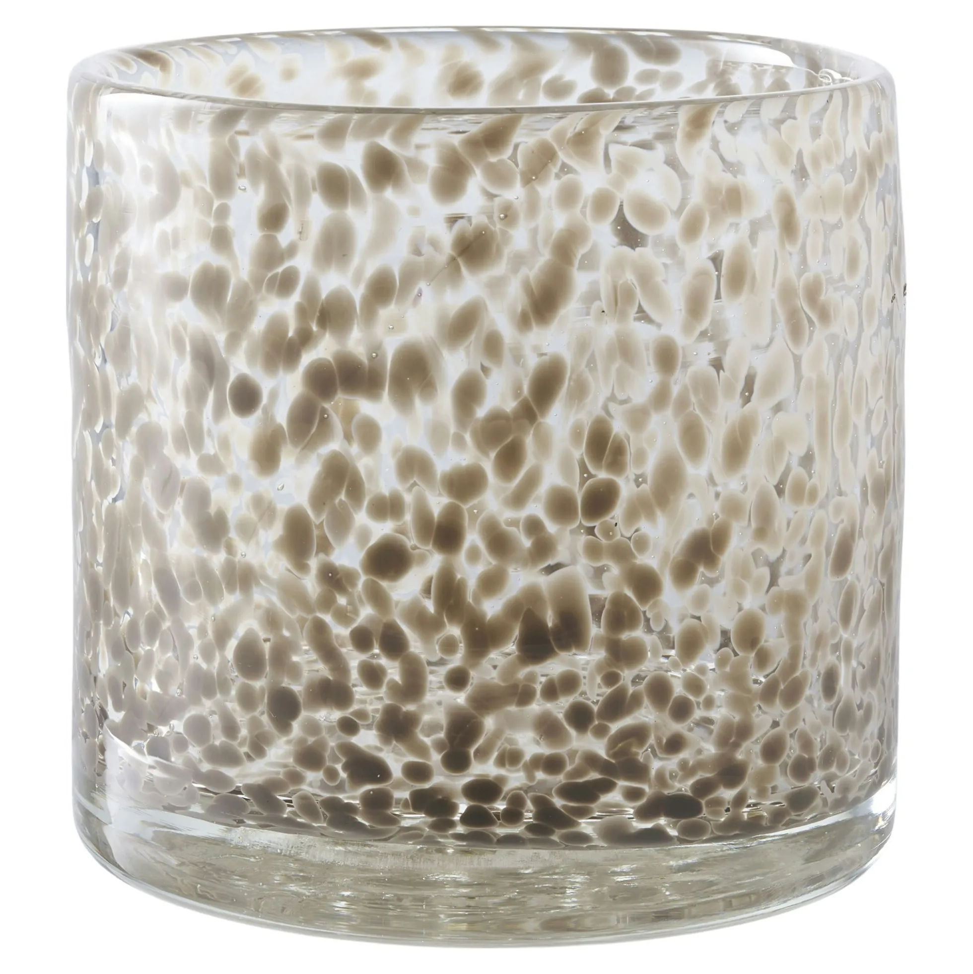 Bougeoir rond en verre moucheté brun