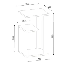 Bout de canapé blanc moderne 2 tablettes 1 niche MARFA