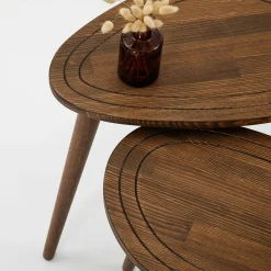 Bout de canapé bois brun - tronc d'arbre (lot de 2) TENA