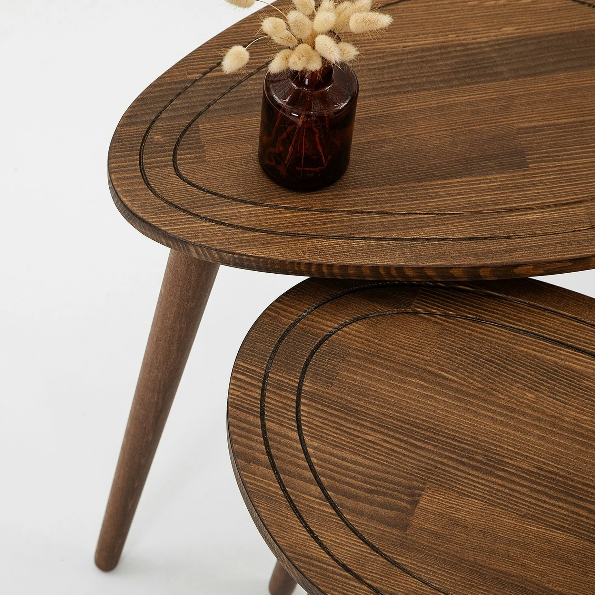 Bout de canapé bois brun - tronc d'arbre (lot de 2) TENA