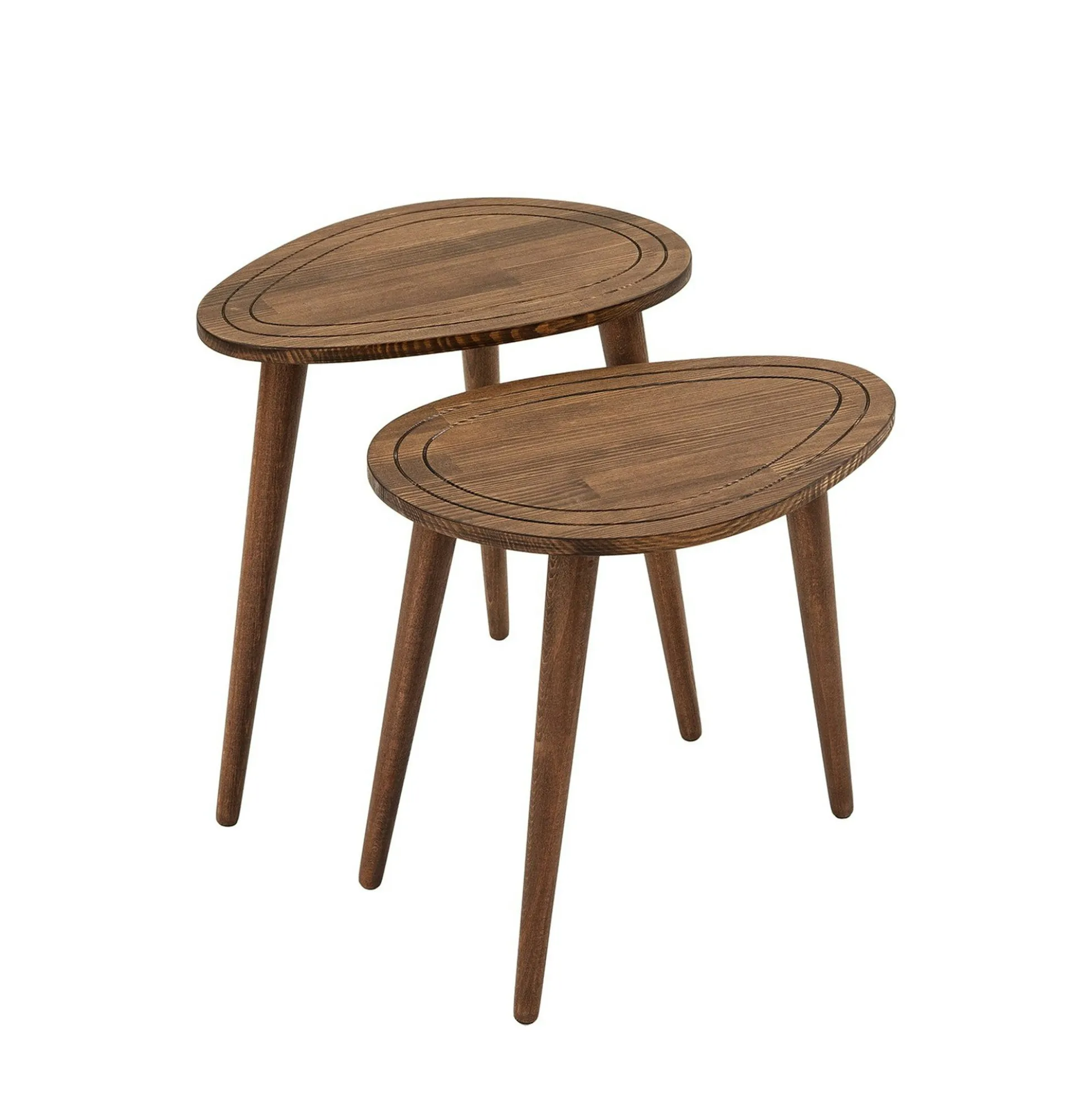 Bout de canapé bois brun - tronc d'arbre (lot de 2) TENA