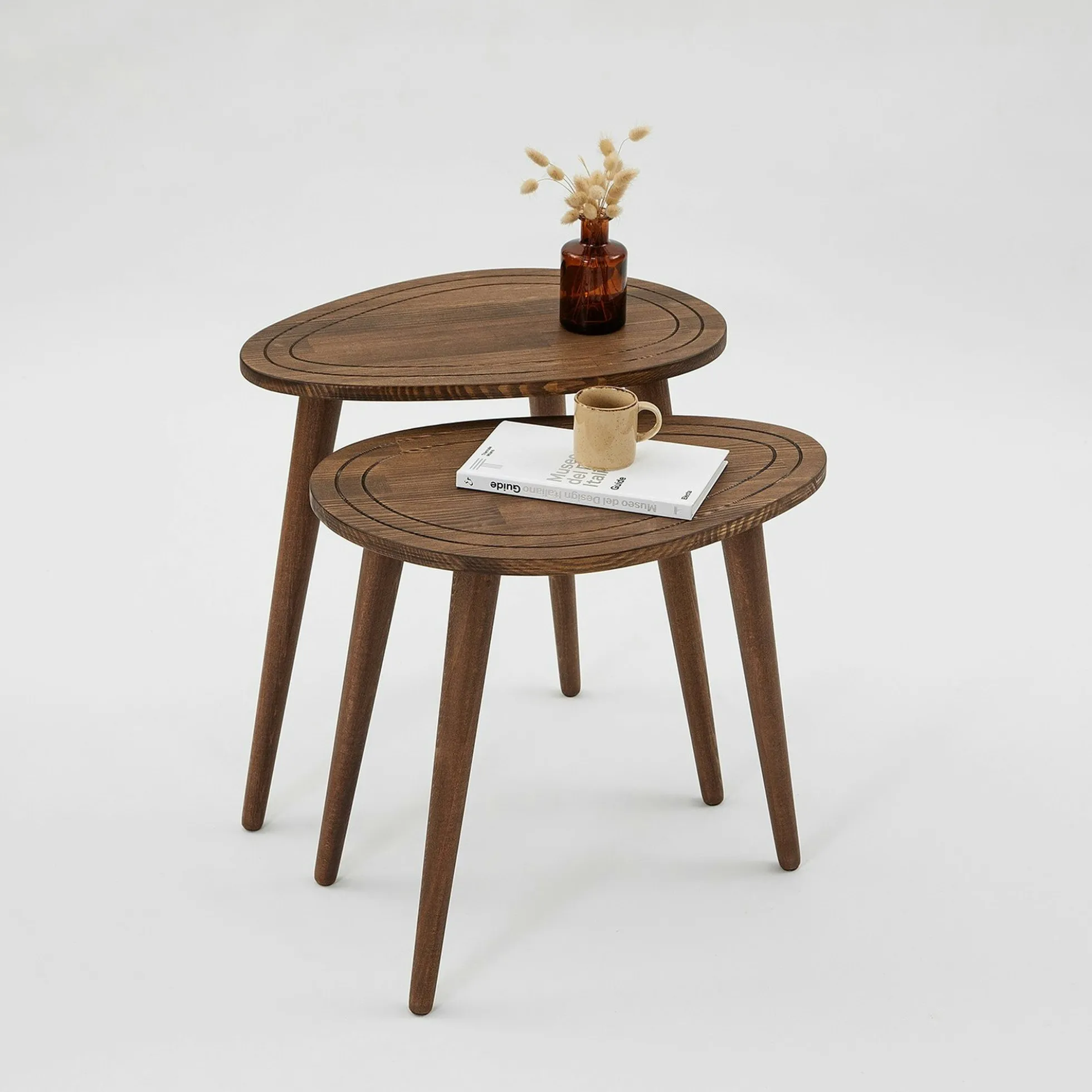 Bout de canapé bois brun - tronc d'arbre (lot de 2) TENA