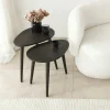 Bout de canapé bois gris foncé - tronc d'arbre (lot de 2) TENA