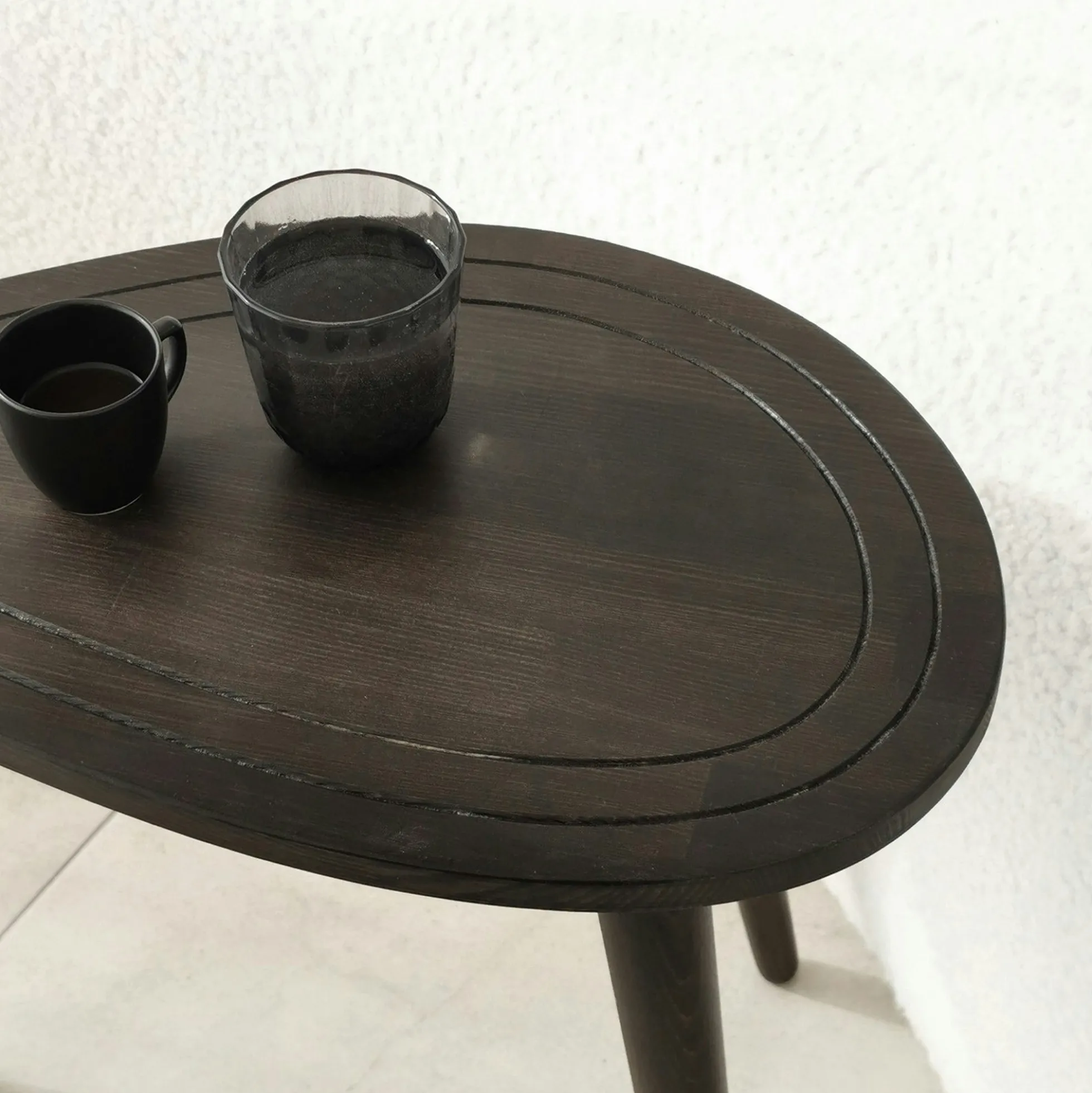 Bout de canapé bois gris foncé - tronc d'arbre (lot de 2) TENA