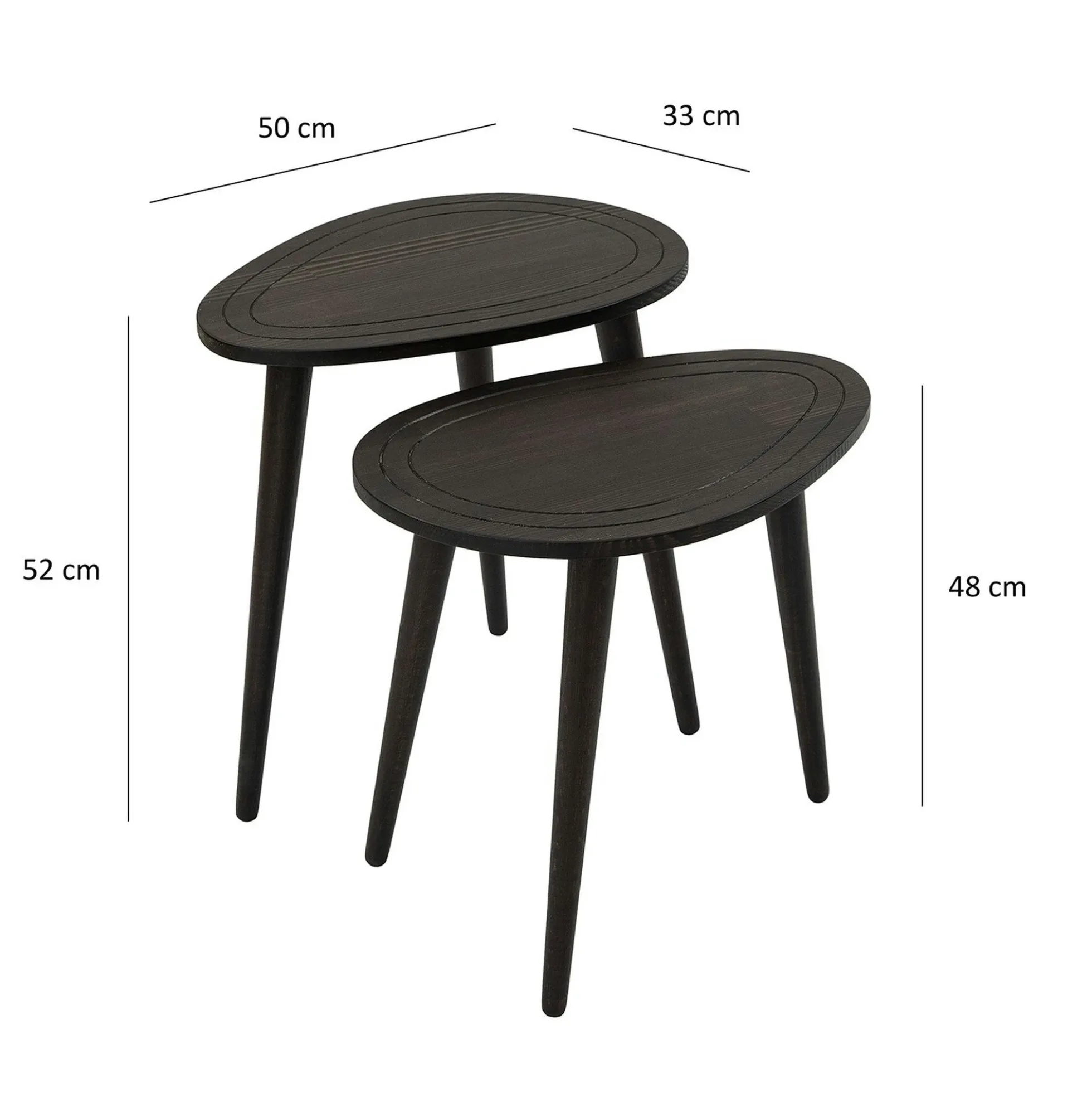 Bout de canapé bois gris foncé - tronc d'arbre (lot de 2) TENA