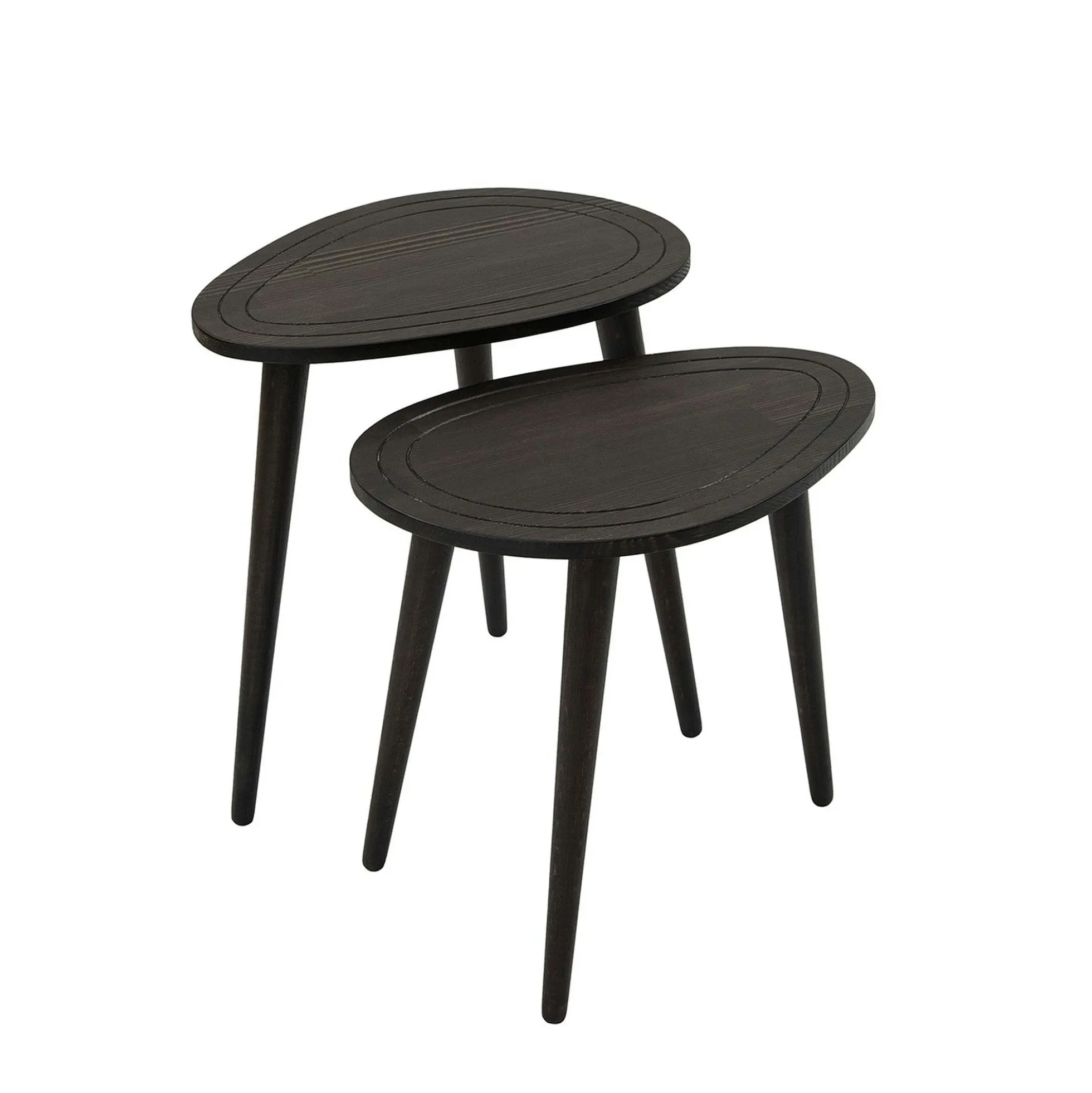 Bout de canapé bois gris foncé - tronc d'arbre (lot de 2) TENA