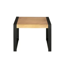 Bout de canapé carré bois clair métal noir MILORA