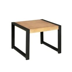 Bout de canapé carré bois clair métal noir MILORA