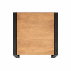 Bout de canapé carré bois clair métal noir MILORA