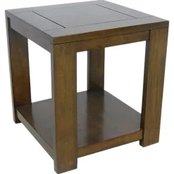 Bout de canapé / Chevet Hévéa double plateaux 50x50x55cm OLGA