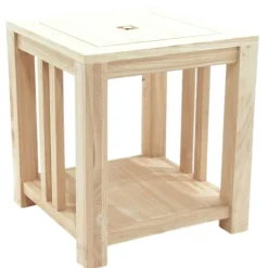 Bout de canapé / Chevet Hévéa double plateaux 50x50x55cm TESSA