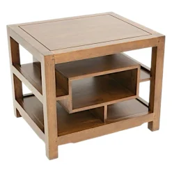 Bout de canapé chevet hévéa 2 plateaux 60cm HELENA