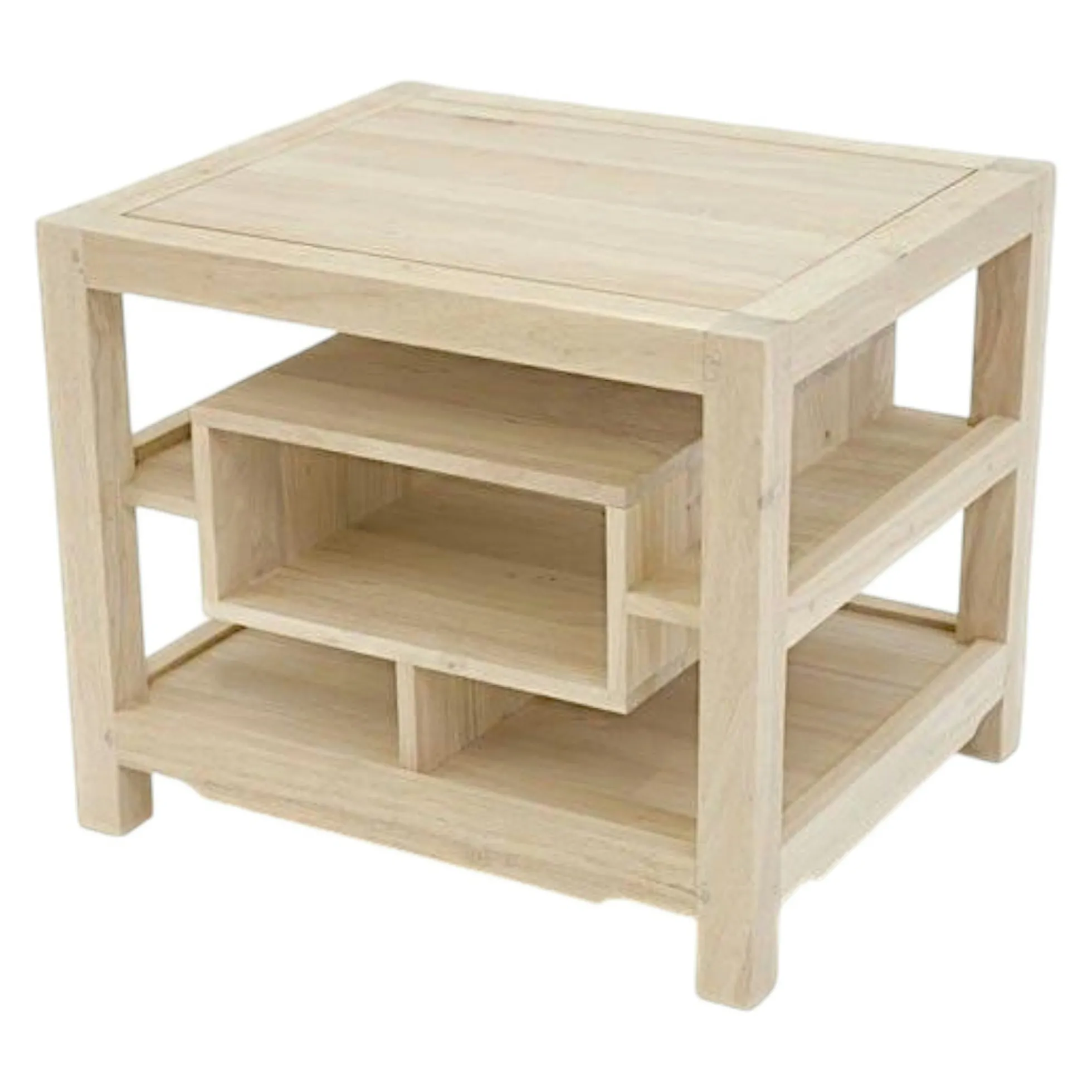 Bout de canapé chevet hévéa 2 plateaux 60cm HELENA