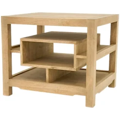 Bout de canapé chevet hévéa 2 plateaux 60cm HELENA
