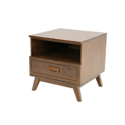 Bout de canapé / Chevet Hévéa 1 tiroir, 1 niche 50x50x50cm SIXTIES