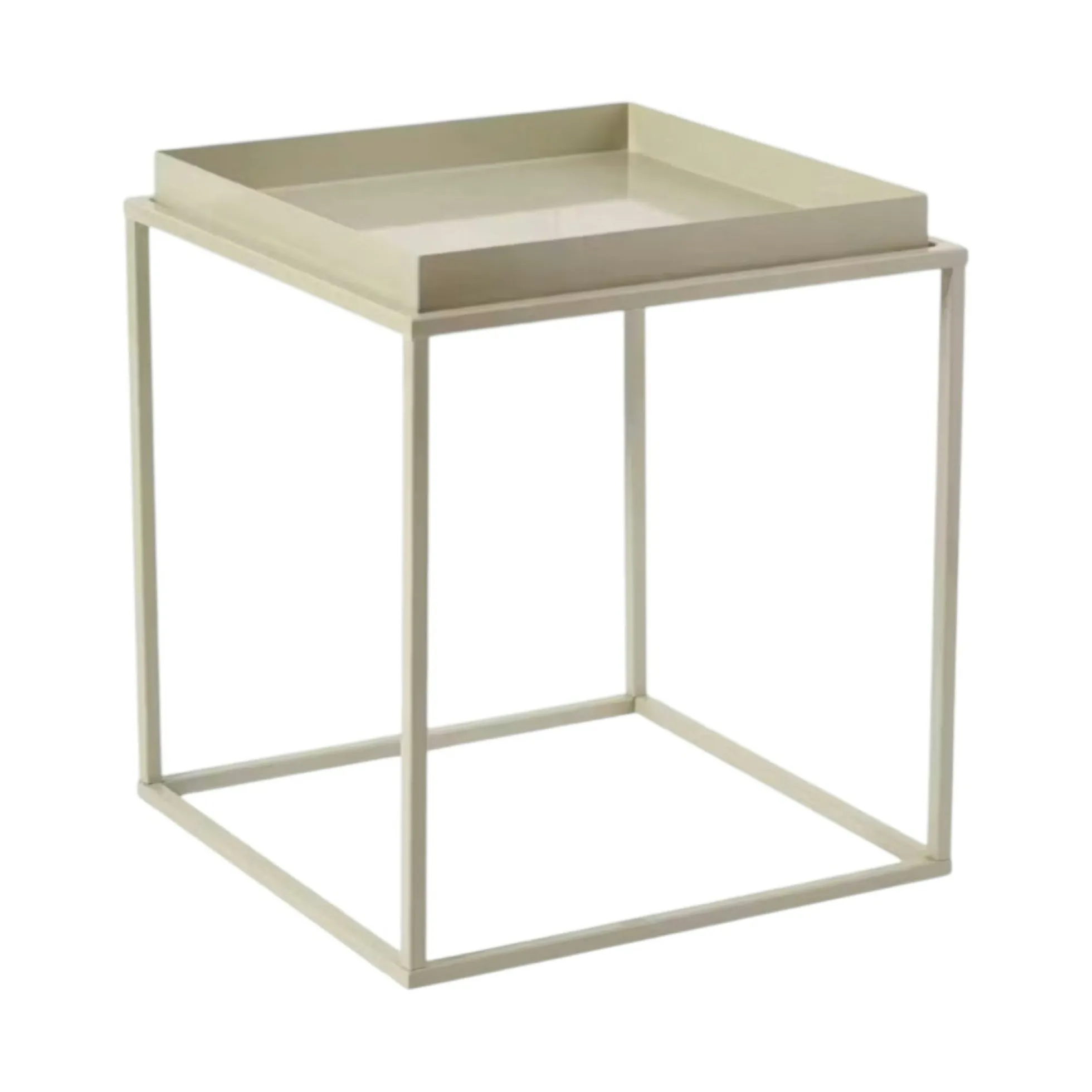 Bout de canapé cube blanc cassé – plateau mobile SFAX