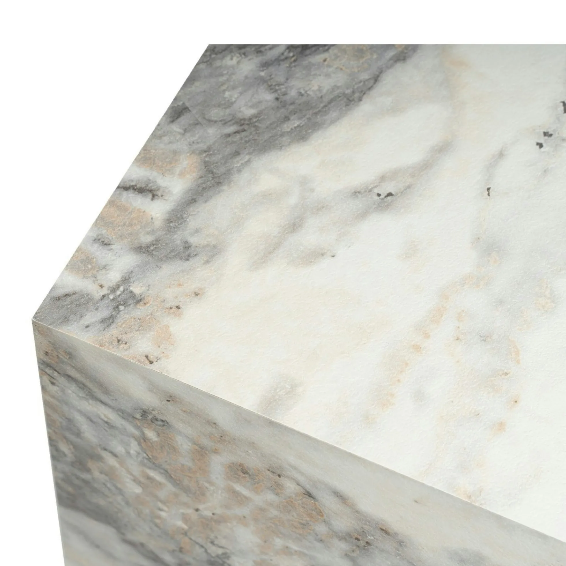 Bout de canapé cube effet marbre blanc - style design MARFA