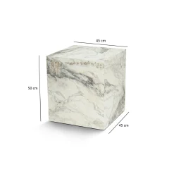Bout de canapé cube effet marbre blanc - style design MARFA