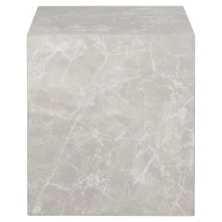 Bout de canapé cube - effet marbre beige, design contemporain TRINITE