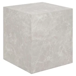 Bout de canapé cube - effet marbre beige, design contemporain TRINITE