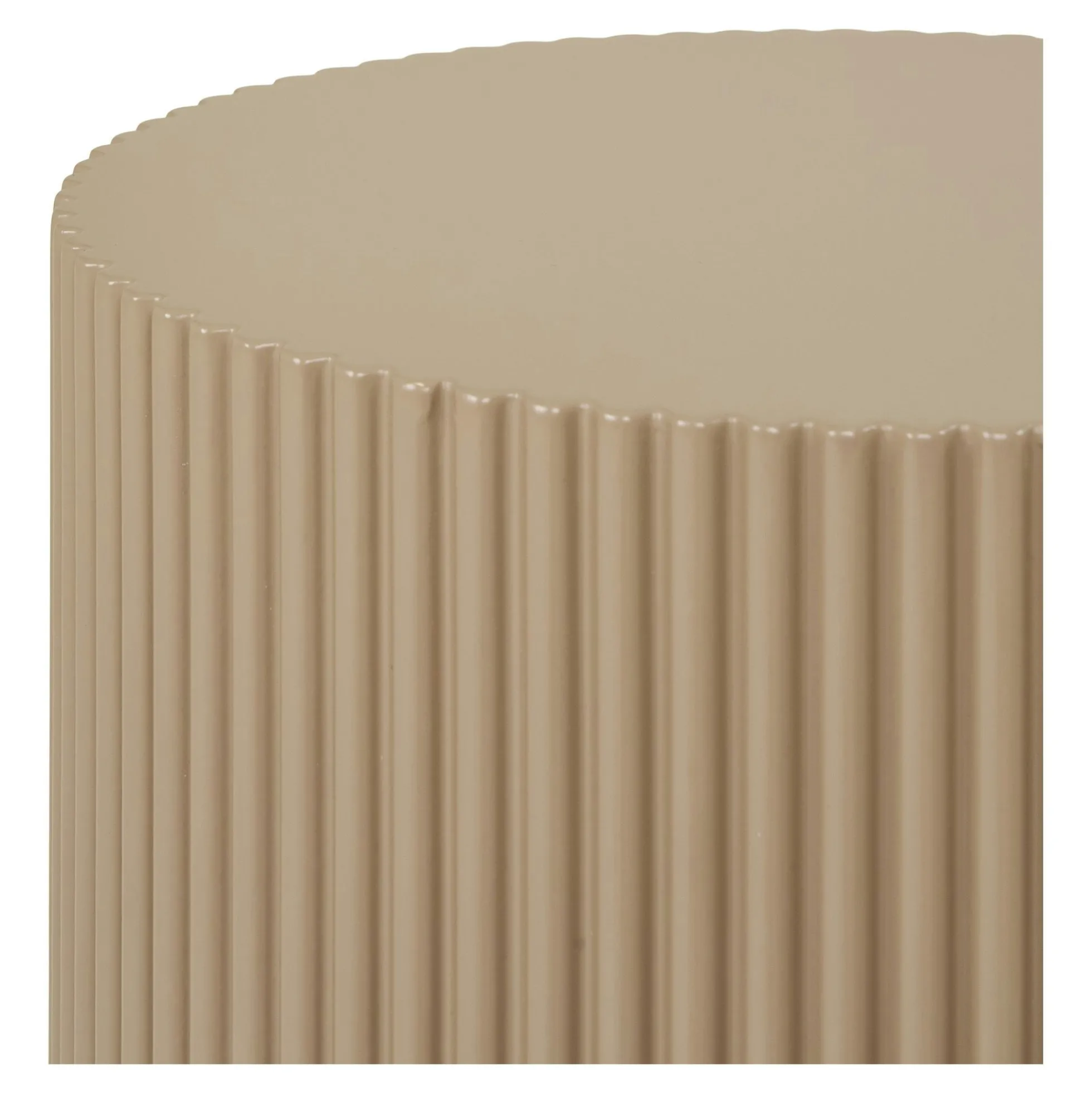 Bout de canapé design - forme ronde striée, beige naturel TRINITE
