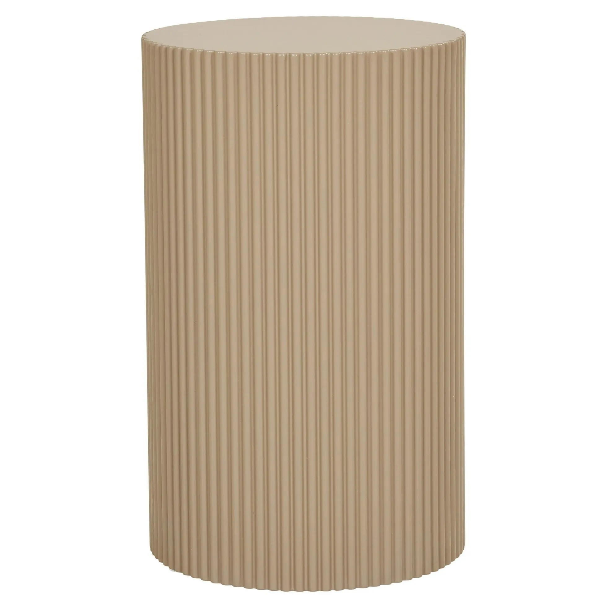 Bout de canapé design - forme ronde striée, beige naturel TRINITE