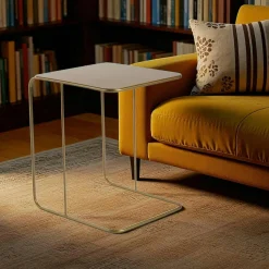 Bout de canapé design métal doré – plateau carré moderne SFAX