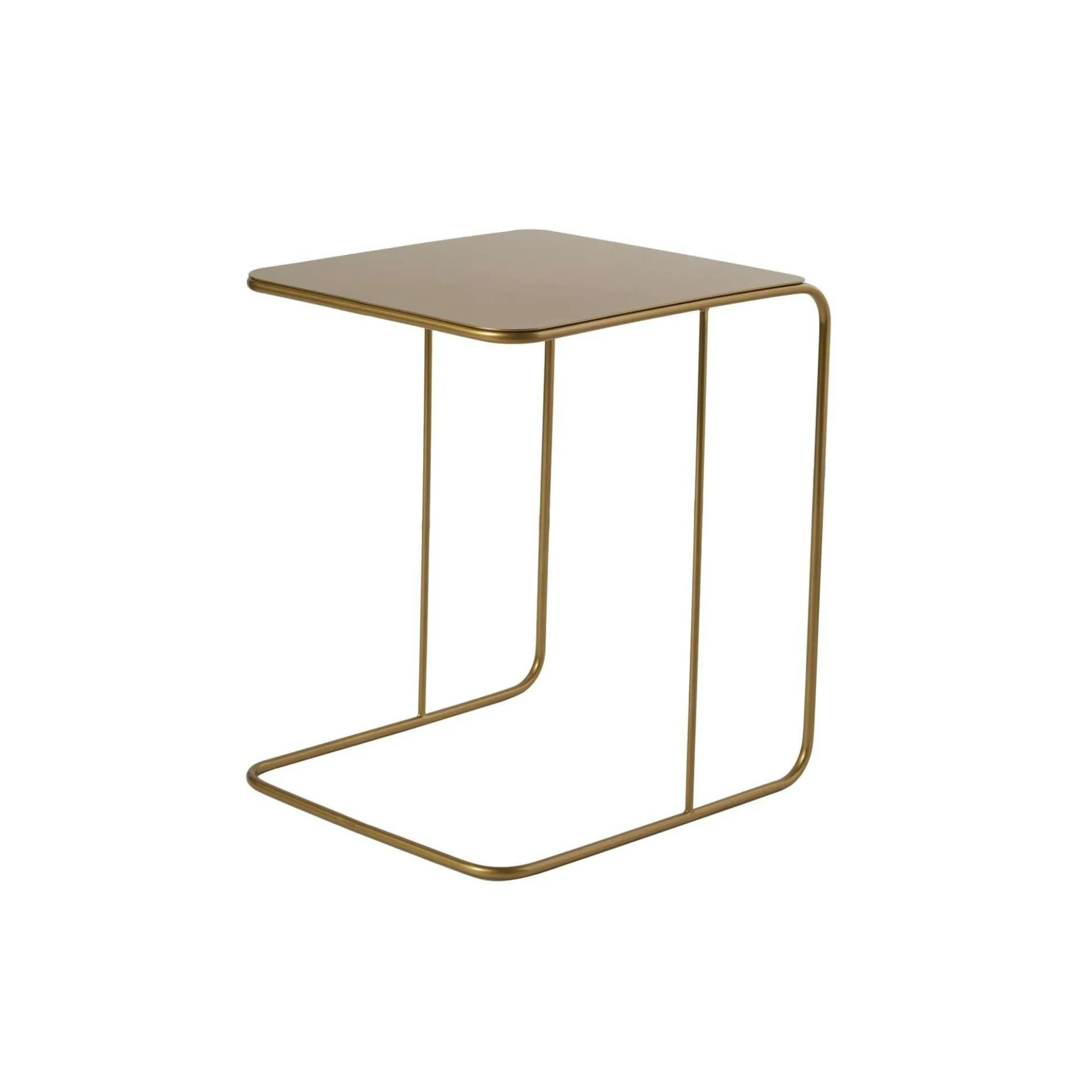 Bout de canapé design métal doré – plateau carré moderne SFAX